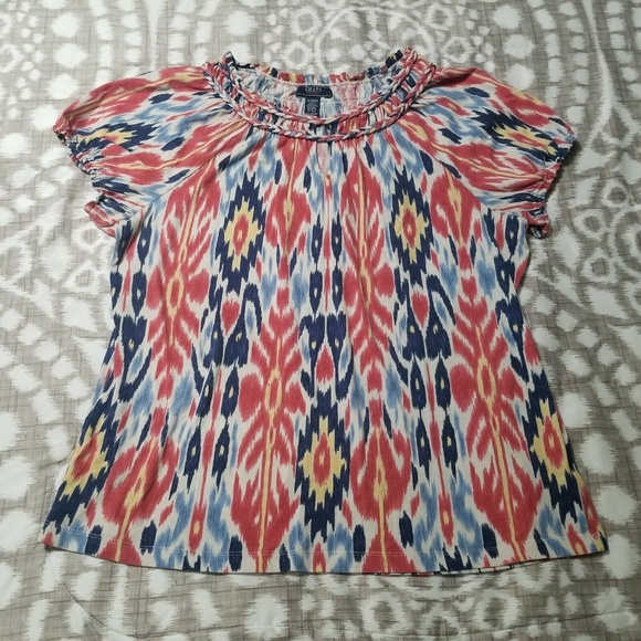 Chaps Tops - Chaps Denim Red Yellow Blue White Shirt Size 1X